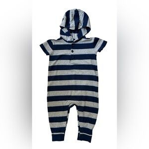 Hanna Andersson Navy and Gray Striped Kids One Piece